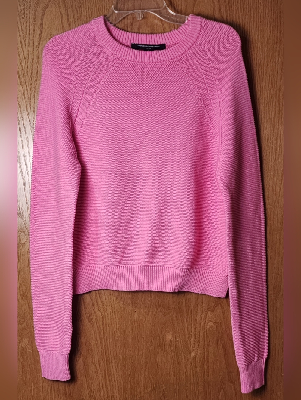 FRENCH CONNECTION Lilly Mozart Cropped Sweater Pink Crewneck Women's Sweater - Picture 8 of 9